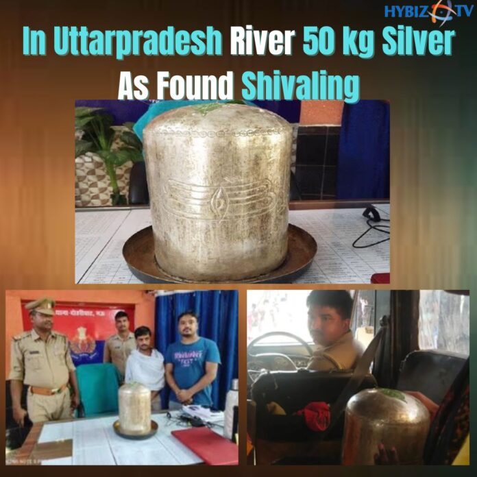 In Uttarpradesh River 50 kg Silver As Found Shivaling