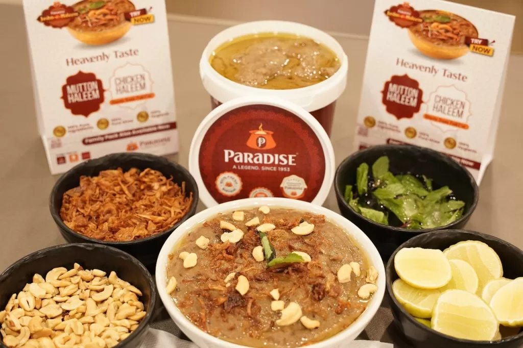 A range of food preparations for Paradise Haleem Festival 2025 on display at the iconic Paradise Secunderabad outlet.