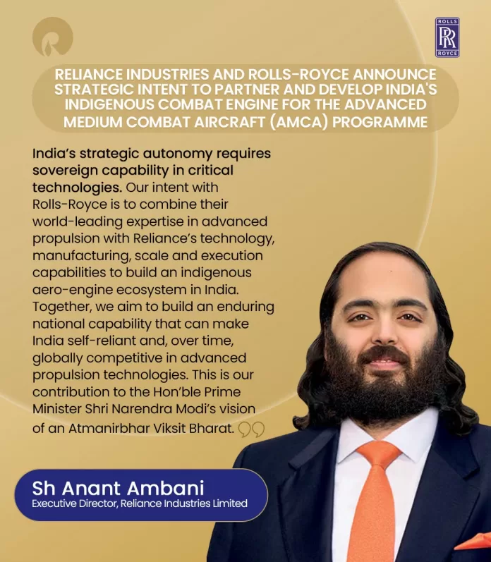 Anant Ambani and Rolls-Royce leadership AMCA engine partnership