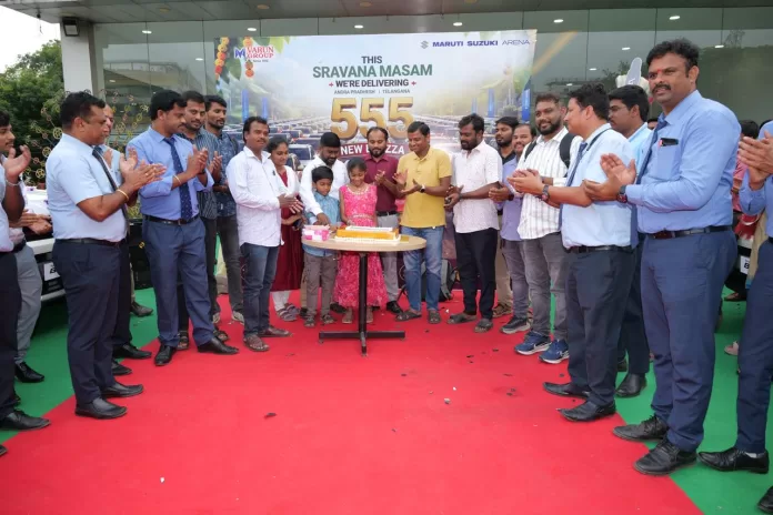 Varun Motors Maruti Suzuki dealership team Brezza delivery celebration Varun Motors Maruti Suzuki dealership team Brezza delivery celebration